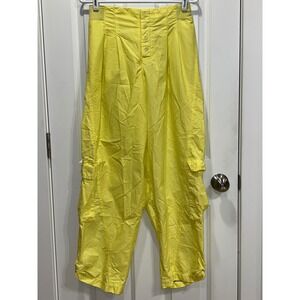Free Movement Bright Yellow Cargo Pants Elastic Waist High Rise Women's M